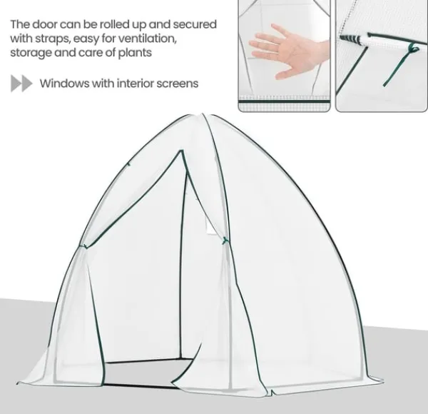 Rootz koniskt växthus - Trädgårdsväxthus - Växthus - Väderbeständig, hållbar struktur, Optimal ventilation - 240cm x 200cm x 240cm / 160cm x 180cm x 1 | CDON
