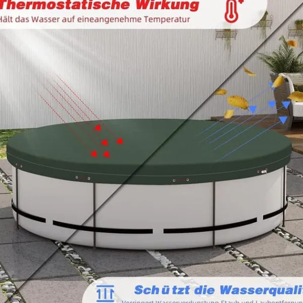 Clearance Rootz Premium Poolskydd - Poolskydd - Poolpresenning - Hållbar, UV- och algskydd, Skräpskydd - Flera storlekar (305 cm till 610 cm diameter) Pool- & Spatillbehör