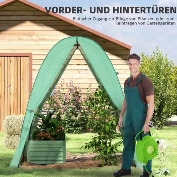 New Rootz välvt växthus - folie tomathus - bärbart växtskydd - stabilitet och optimal ventilation - 1,8 x 1,8 x 2 m Växthus