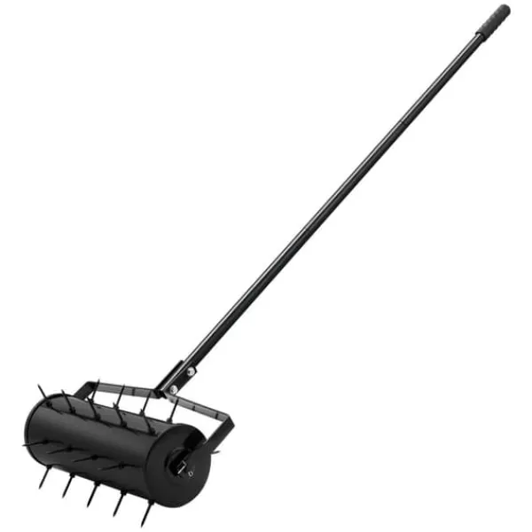 Rullande Gräsmatta Aerator 18, Tungt Manuell, Svart, Hög hållbarhet, Optimal Gräshälsa