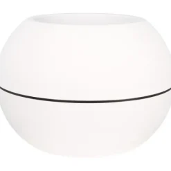 Rund blomlåda - RIVIERA - GRANIT BOULE - Plast - D40 x H28 cm - Vit