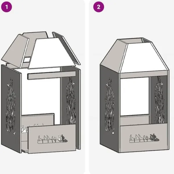 Outlet Rustik eldstad i väderbeständigt stål - Myspunkter för utomhusbruk | Storlek: 50x50x100 cm Öppna Spisar