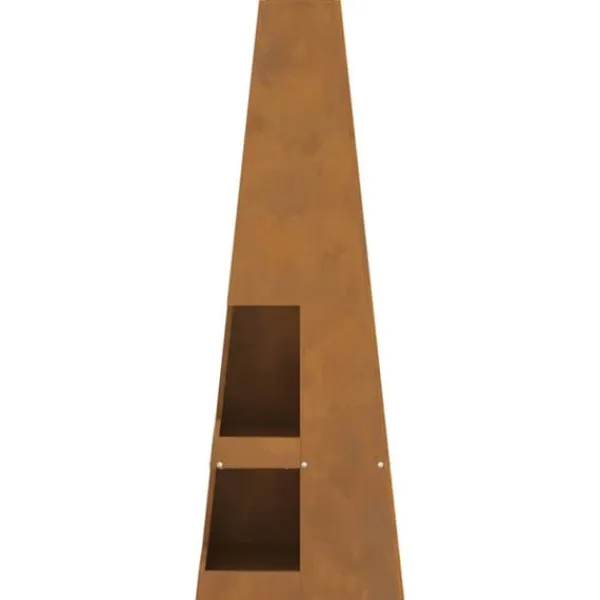 Rustik eldstad med vedförvaring - Utomhus campingugn | Färg: Stål | Storlek: 35x35x100 cm