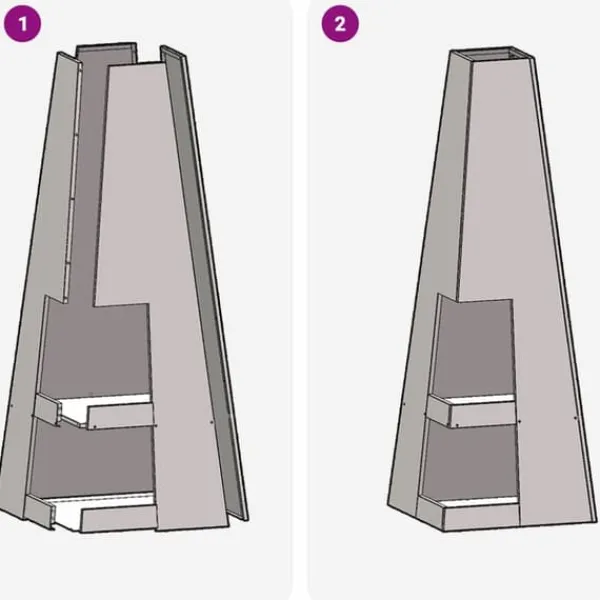Rustik eldstad med vedförvaring - Utomhus campingugn | Färg: Stål | Storlek: 35x35x100 cm