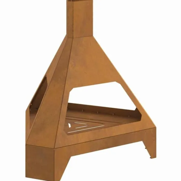 Outlet Rustik vedeldad eldstad med skorsten - Hållbart väderbeständigt stål | Storlek: 50x43x52 cm Vedeldade Kaminer