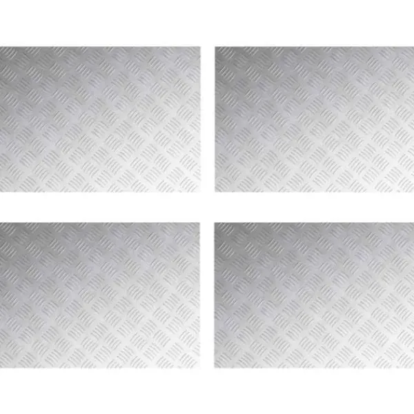 vidaXL Rutmönstrade Plattor 4 pcs Silver 70 x 50 cm Aluminium