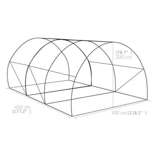 Rymligt växthus 13,5 m² - skydda dina växter | Storlek: 450x300x200 cm | Färg: Grön