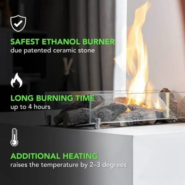 Serra bio-etanol vägg spis - Svart - Mood eldstad - 1,5 KW värme