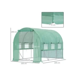 Clearance Serre tunnel - MUVOE - 2.95x2x2m - PE-film anti-UV - Struktur av rostfritt stål - 6 rullbar fönster Växthus