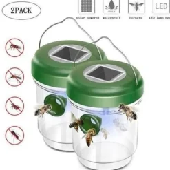 Set med 2 mygg- och getingfällor; insektsfångare för hornet - solenergi med LED-ljus