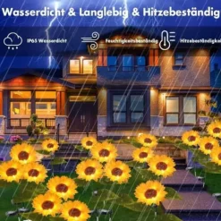 Best Set med 2 Solar Flower Garden Decoration Lights Vattentät för utomhusbruk - Solros Dekoration för trädgård, uteplats Trädgårdsprydnader
