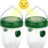Set med 2 solcellsdrivna insektfällor med solenergi LED-lampa, hängande bi-fälla, getingfälla, levande getingfälla