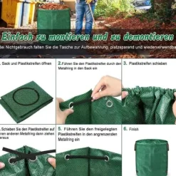 Best Set med 3 trädgårdsväskor med handtag, 272 l, i polypropentyg, hopfällbar, vattentät, återanvändbar, för förvaring[1989] Trädgårdskorgar