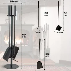 Discount Set med spis, kamin, borste, sopskyffel, tillbehör, 4-i-1-verktyg Tillbehör Till Vedeldade Kaminer & Öppna Spisar