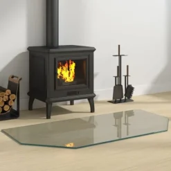 Hot Sexkantig glasskiva för öppen spis - Skyddande golvplatta | Storlek: 100x50 cm | Färg: Transparent Tillbehör Till Vedeldade Kaminer & Öppna Spisar