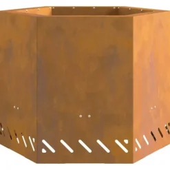 Sale Sexkantig rökfri eldstad i väderbeständigt stål | Storlek: 58x58x51 cm | Färg: Rustik Öppna Spisar
