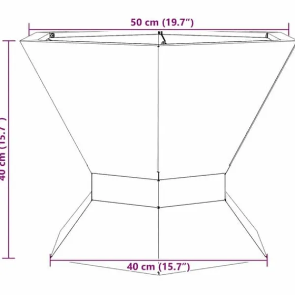 Hot Sexkantig utomhus eldstad i svart stål | Storlek: 50x50x40 cm | Hållbar och rostbeständig Öppna Spisar