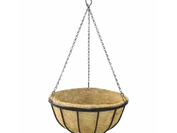 Clearance Siena Garden Wrought J58085 #####Hängeampel Stål, Kokos Sort, Natur Trädgårdskorgar
