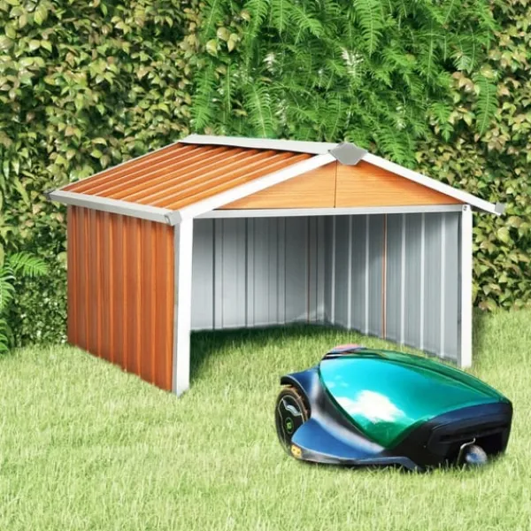 vidaXL Skjul för robotgräsklippare 92x97x63 cm galvaniserat stål brun