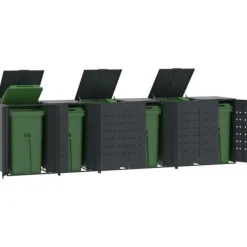 vidaXL Skjul för sopkärl för 6 platser antracit 414x79x117 cm stål
