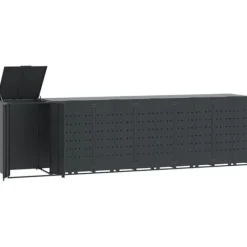 vidaXL Skjul för sopkärl för 6 platser antracit 414x79x117 cm stål