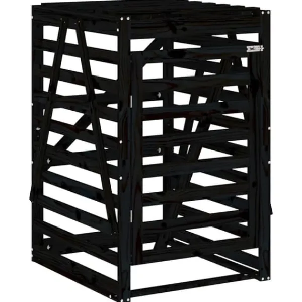 vidaXL Skjul för sopkärl 84x90x128,5 cm svart massiv furu