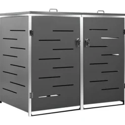 vidaXL Skjul till två sopkärl 138x77,5x112,5 cm rostfritt stål