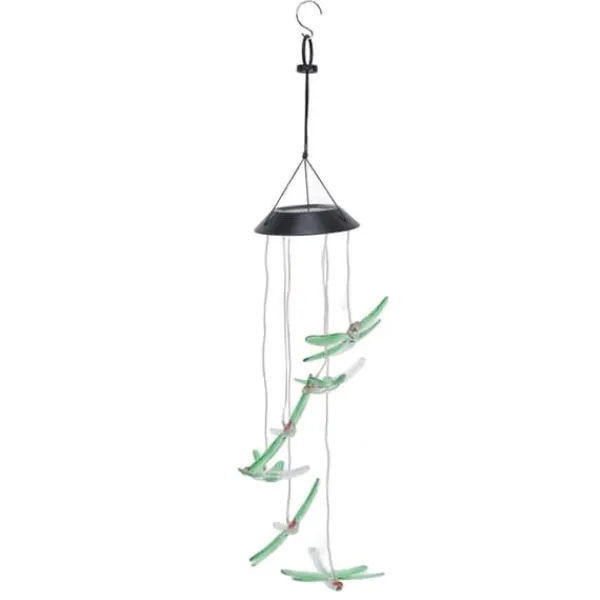 Sale Solar Wind Chimes Ljuskänslig design Vattentät Automatisk drift Grön trollslända Form Färgskiftande ljus Vinddekoration