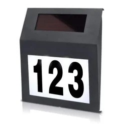 Solcellsdörrskylt - YUENFONG - Husnummer - Rostfritt stål - LED - Skymningsbrytare