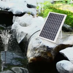 Outlet Solcellsfontänpump för damm/pool/akvarium - Vattenpump Kit - 10 W - 24 V Borstlös - Max 1000 l/h - Munstycken Ingår - Plast - Svart Fontäner & Dammar