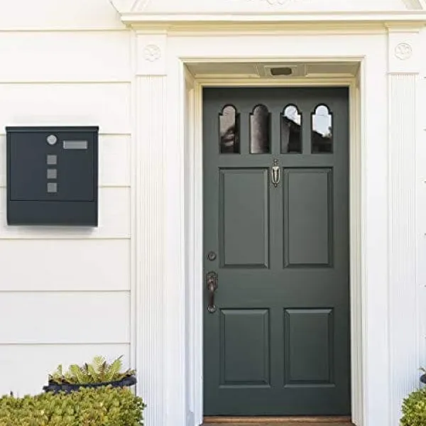 Songmics Mailbox, väggmonterad postbrev, avslutad lås med kopparkärna, antracitgrå