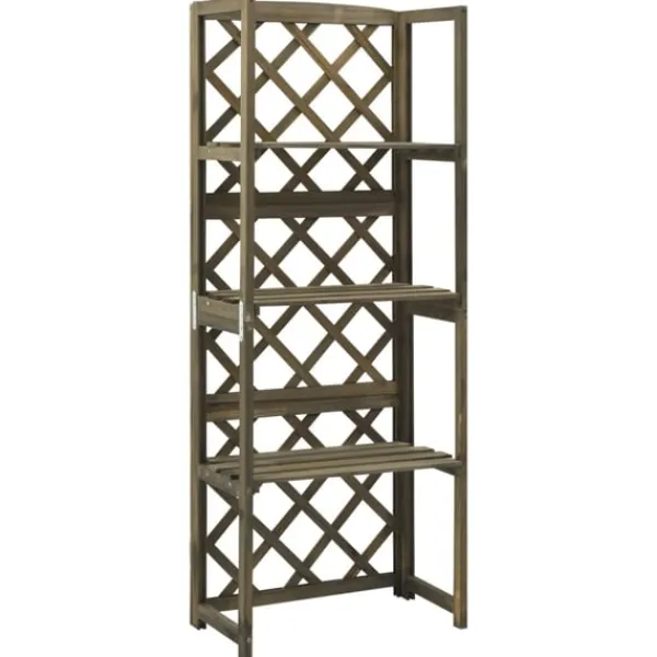 Online Spaljé med hyllor grå 55x30x140 cm massivt granträ Valvbågar, Spaljéer, Bersåer & Pergolor