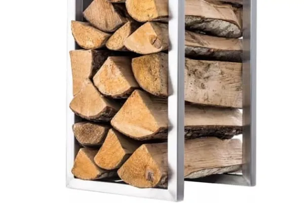 Hot Spark 180cm Stainless Steel Firewood Rack for Indoor/Outdoor Use - Metal Firewood Stand Tillbehör Till Vedeldade Kaminer & Öppna Spisar