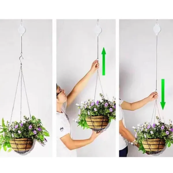 Sale 2st Justerbara Upphängningskrokar för Blomkrukor | Höj- och Sänkbara Hängare Krukor & Växtbehållare