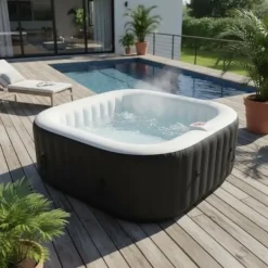 SUN SPA Laminerat fyrkantigt uppblåsbart spa - 4 personer - 1,55 x H 0,65 m
