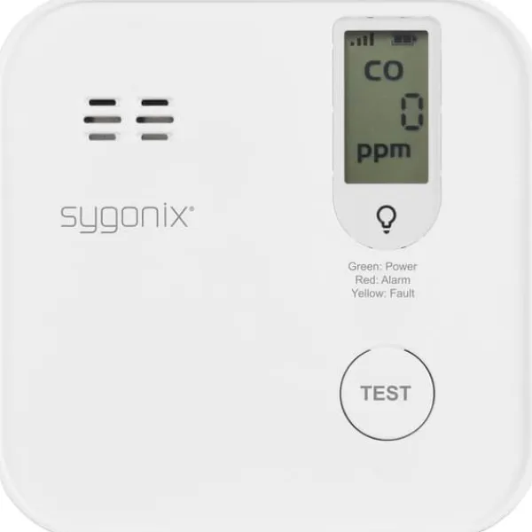 Online Sygonix Kolmonoxid-detektor Set inkl. 5 års batteri, Med app-styrning batteri Detektering Kolmonoxid Rök- & Koloxiddetektorer