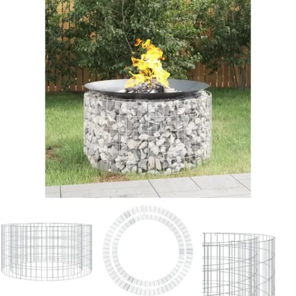 Hot The Living Store Gabion för eldstad Ø 100 cm galvaniserat järn - Öppna spisar Öppna Spisar