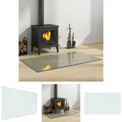 The Living Store Glasskiva för öppen spis rektangulär 100x60 cm - Glas