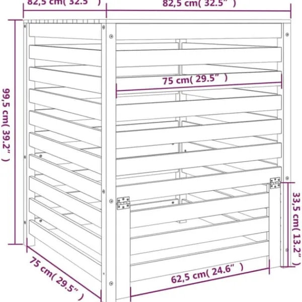 Best The Living Store Kompostlåda vit 82,5x82,5x99,5 cm massiv furu - Komposterare Kompostering