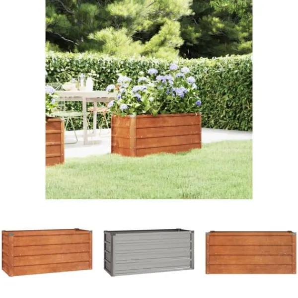 The Living Store Odlingslåda rostig 100x40x45 cm rosttrögt stål - Krukor & odlingslådor