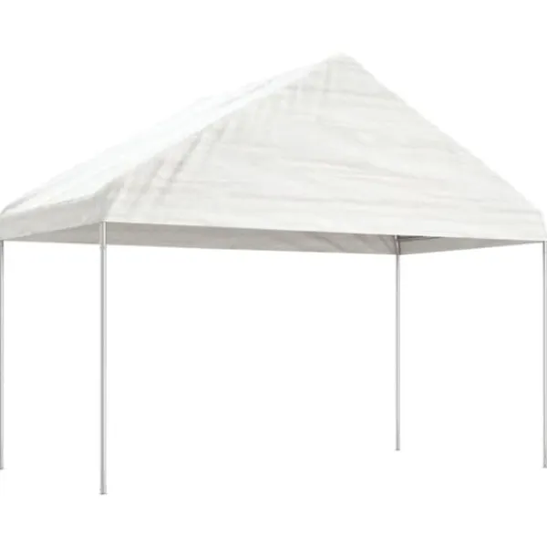 Outlet The Living Store Paviljong med tak vit 4,46x4,08x3,22 m polyeten - Partytält & paviljoner Tält & Lusthus