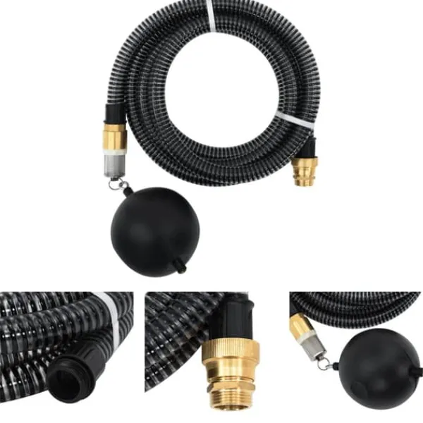 The Living Store Sugslang med kopplingar mässing svart 1,1" 3 m PVC - Vattenslangar
