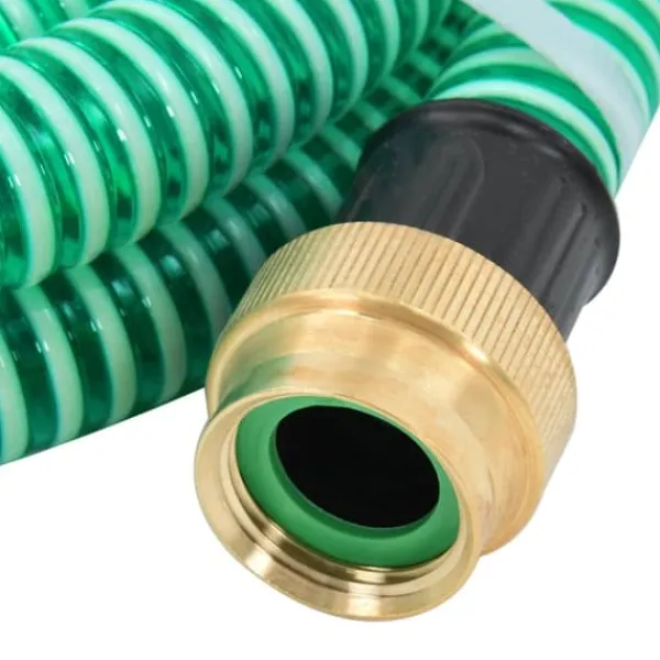Hot The Living Store Sugslang med kopplingar mässing grön 1,1" 5 m PVC - Vattenslangar Bevattning