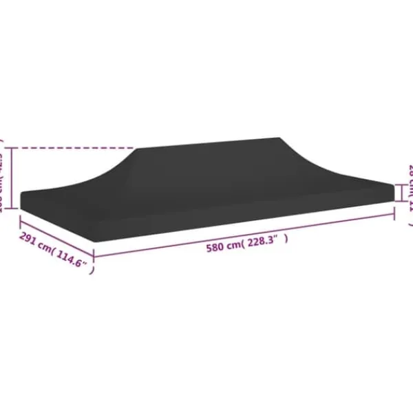 The Living Store Tak till partytält 6x3 m svart 270 g/m² - Tak till partytält & lusthus