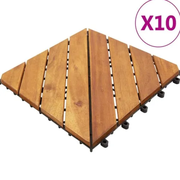 The Living Store Trall 10 st 30x30 cm massivt akaciaträ - Golvbeläggning