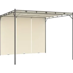 The Living Store Trädgårdspaviljong med draperier 3x3x2,25m gräddvit - Partytält & paviljoner