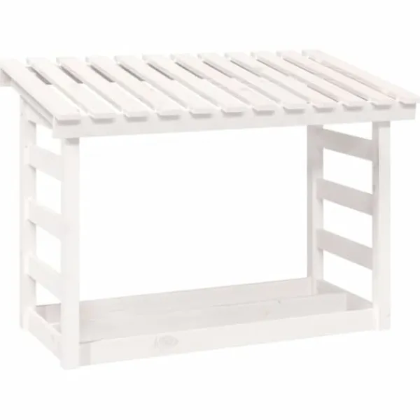 New The Living Store Vedställ vit 108x64,5x78 cm massiv furu - Tillbehör till vedställ & vedkorgar Tillbehör Till Vedeldade Kaminer & Öppna Spisar