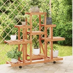 Sale The Living Store Växtställ med hjul 110x25x101 cm massiv furu - Växtställ Växtställ