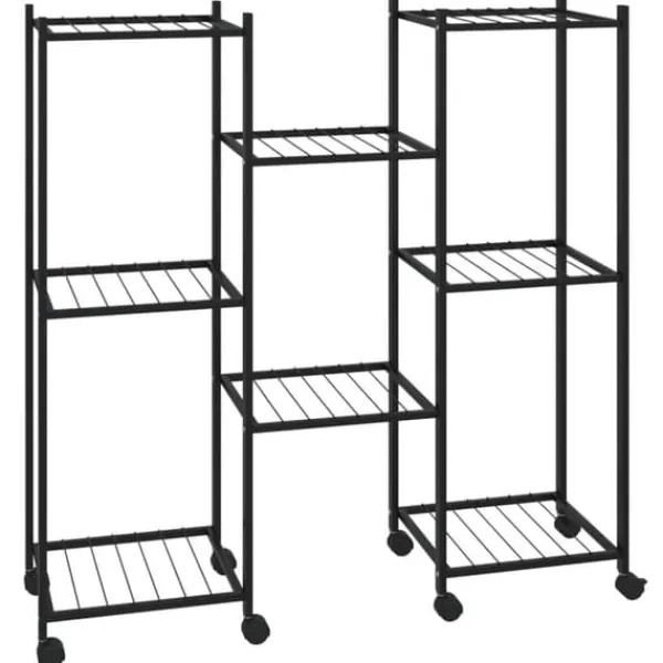 Hot The Living Store Växtställ på hjul 83x25x83,5 cm svart järn - Växtställ Växtställ