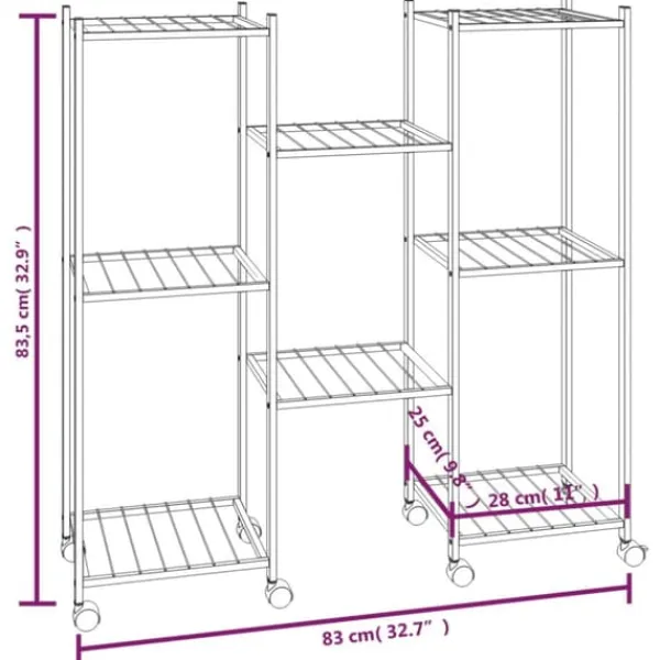 Hot The Living Store Växtställ på hjul 83x25x83,5 cm svart järn - Växtställ Växtställ